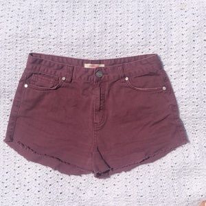 Burgundy Jean Shorts